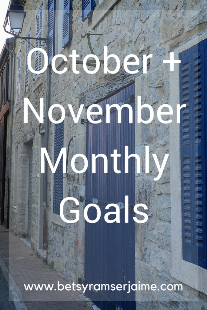 October + November Monthly Goals 2017